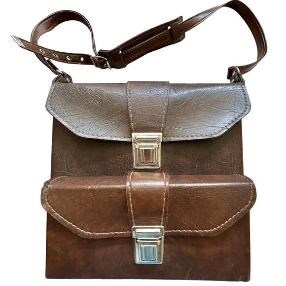 SMC Handbags - Vintage 60's Satchel SMC-8 Brown Faux Leather Camera Accessory Messenger